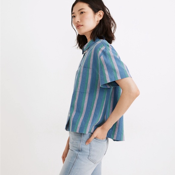 Linen-Cotton Beachside Shirt in Daly Stripe - Picture 7 of 8